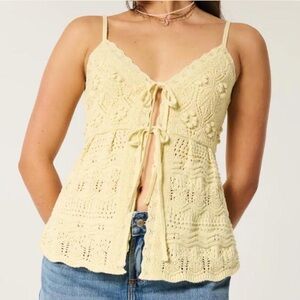 Hollister Yellow Crochet Top